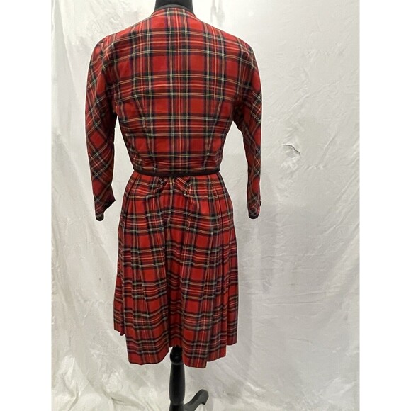 Vintage 50s/60s  red buffalo Plaid dress, Jacket and Belt Julie Clark - Picture 5 of 8